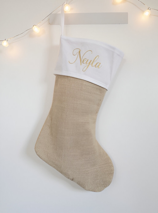 Weihnachtsstrumpf  – Leinen-Look